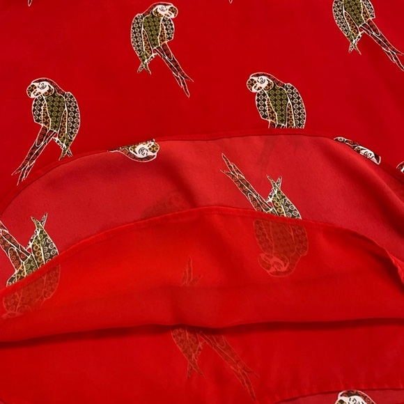 Loft Halter Spaghetti Strap V-neck Red Parrot Print Top Size SP - Picture 13 of 17